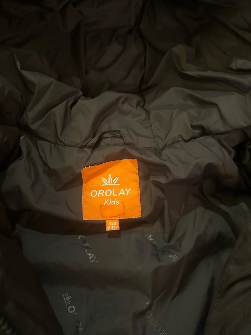 Orolay Kids Hooded Puffer Jacket with Sherpa Front - Black Size 11-12